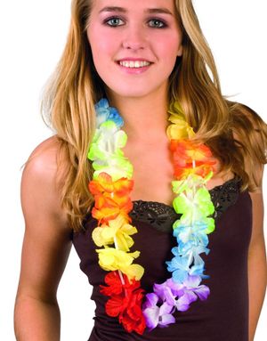 Fluffy Pæn Hawaiikrans i Regnbuens Farver