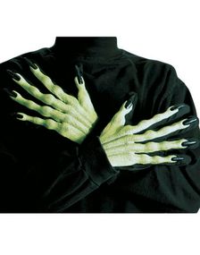 Sorte handsker med Grønne 3D Heksehænder