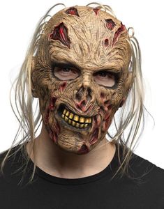 Zombie Latexmaske med Hår