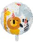 Rund Hvit Folieballong med Safarimotiv 45 cm - Safari Animals