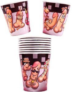 10 stk Pappkrus med Penis Motiv 270 ml - Willy
