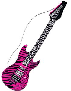Zebramønstret Oppustelig Rosa og Sort Elguitar - 105 cm