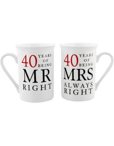 Mr. and Mrs. Right - 2 st 40 års Jubileumskrus med Text