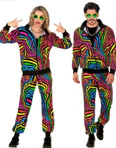 80 Talls UV Glow Grilldress til Voksen med Fargerike Striper