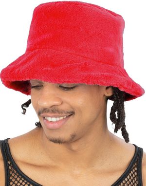 90's Rød Pels Bøttehatt