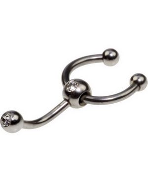 Øjenbrynspiercing med Hestesko og Klare Sten - 1.2 x 8 mm