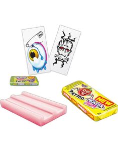 1 stk Monster Gum Tattoo - Tutti Frutti Tyggegummi med Midlertidig Tatovering