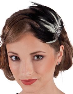 Gatsby Glamour - Sort Hårbøjle med Fjer
