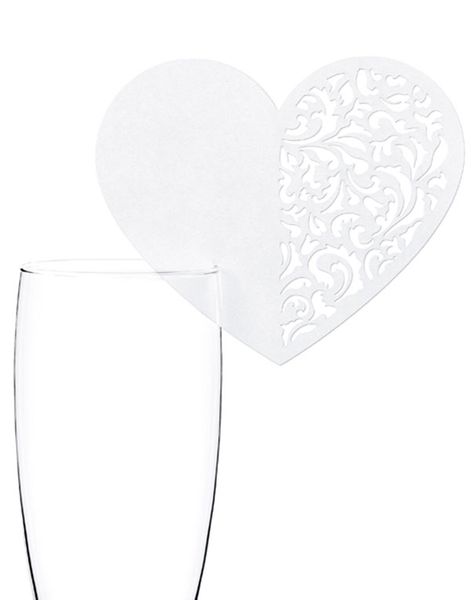 10 stk. Hjerteformet Bordkort til glas