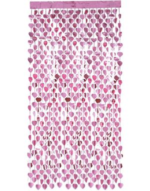 Rosa Hjerte Folie Gardin Backdrop/Bakgrunn 190x91 cm