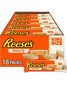 18 stk Reese's White King Size - Hvit Sjokolade med Peanøttsmør - Hel Eske 1,42 kg (USA Import)