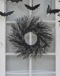 Halloween Dørkrans med Flaggermus 45 cm - Fright Night