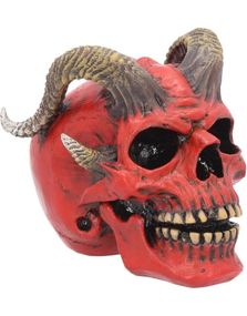 Tenacious Demon - Rød Kranie med Horn 13 cm