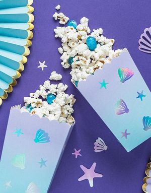 6 stk Ombre Popcornbægre med Iridescent Havmotiv