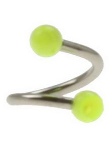 Curve Øjenbrynspiercing med Gule Kugler - 1.2 x 8 mm