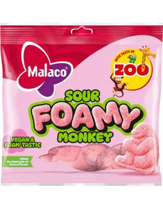 Malaco Zoo Foamy Monkey Sour - Surt Skumgodteri med Fruktsmak 115 gram