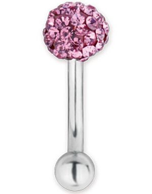 Glitter Ball Rosa - 1.2 x 8 mm Øjenbrynspiercing