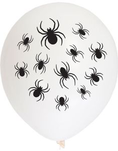6 stk Hvite Ballonger med Edderkopper - 30 cm