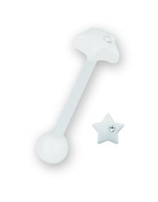 Star With Stone Hvid - Tungepiercing