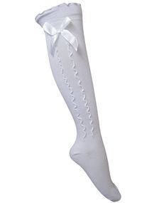 Hvite Oktoberfest Knestrømper med Sløyfer