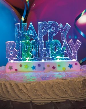 Happy Birthday Blinkende Kagedekoration
