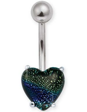 Enchanted Green Stone - Navlepiercing i Ægte Sølv