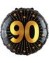 90-års Feiring - Svart og Gull Folieballong 46 cm