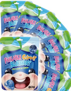 DATO PRODUKT - 24 stk Syrico Peelable Gummy Blueberry - Skrællelige Små Geléblåbær - Hel Kasse 1,92 kg