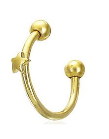 Guldfarvet Rund Øjenbrynspiercing med Stjerne - 1,2 x 10 mm