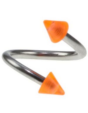 Curve Øjenbrynspiercing med Orange Spikes - 1.2 x 8 mm