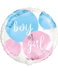 "Boy or Girl" Rund Folieballong med ca 46 cm 