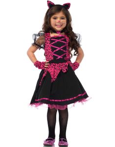 Pink og Sort Kattekostume til Børn 5 Dele