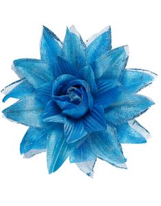 Hårspænde med Elegant Blå Blomst og Glitter
