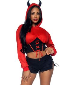 Djævel Cropped Hoodie