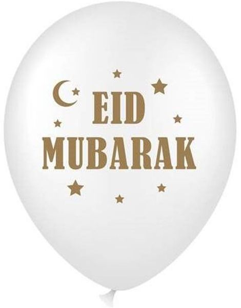 6 stk Eid Mubarak Ballonger 30 cm