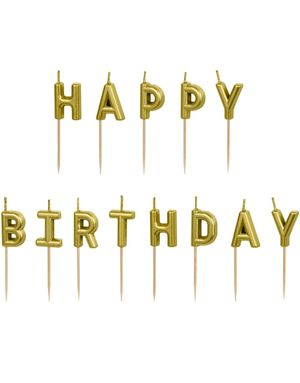 Happy Birthday Kakelys 2,5 cm - Gullfarget