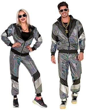 80-talls UV Glow Grilldress med Discokule-motiv til Voksen