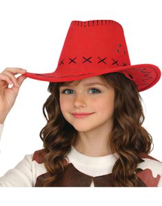 Rød Cowboyhatt med Sømdetaljer til Barn
