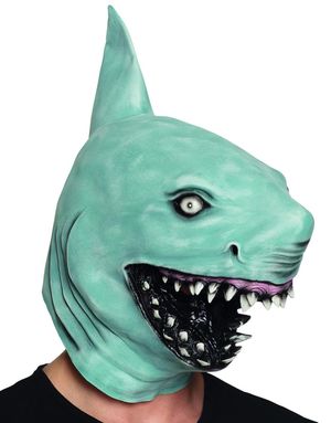 Heldækkende Blåhaj Latexmaske