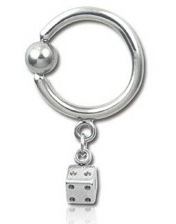 BCR Piercing med Hængende Terning - 1.6 x 12 mm