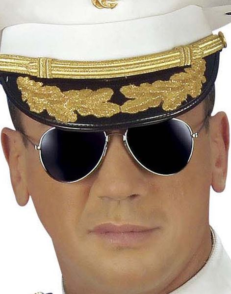 Sølvfarvet Pilot Briller m/Sort Glass