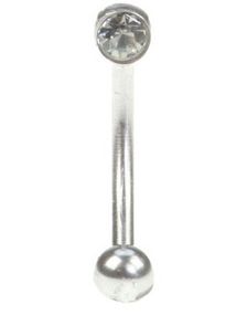 Øjenbrynspiercing med Sorte Sten - 1.2 x 8 mm 