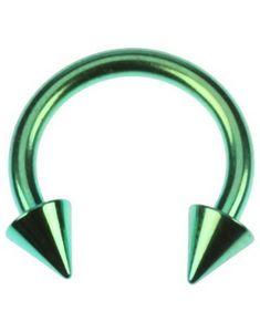 Rund Grøn Øjenbrynspiercing med Spike Kugler - 1,6 x 10 mm