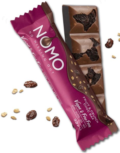 Nomo Fruit & Crunch - Vegansk Chokoladebar Med Frugt Og Crunch 32 Gram