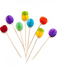 50 Stk Cocktailpinde med Forskellige Frugtformet Honeycombs 10 cm
