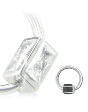 BCR Piercing med Firkantet Sort Sten - 1.2 mm x 12 mm