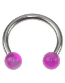Rund Øjenbrynspiercing med Lilla Kugler - 1.2 x 8 mm