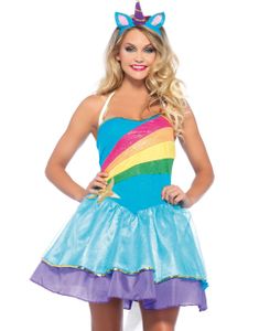 Rainbow Enhjørning - Enhjørningkostume til Dame 3 Dele