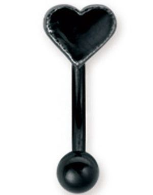 Øjenbrynspiercing i Sort med Hjerteformet Kugle - 1.2 x 8 mm