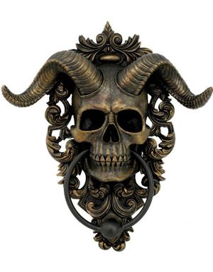 Diabolus - Hodeskalle-Formet Dørbanker med Horn 23 cm
